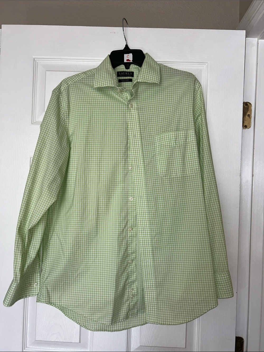 Lauren Ralph Lauren Light Green Gingham Men's Dress Shirt